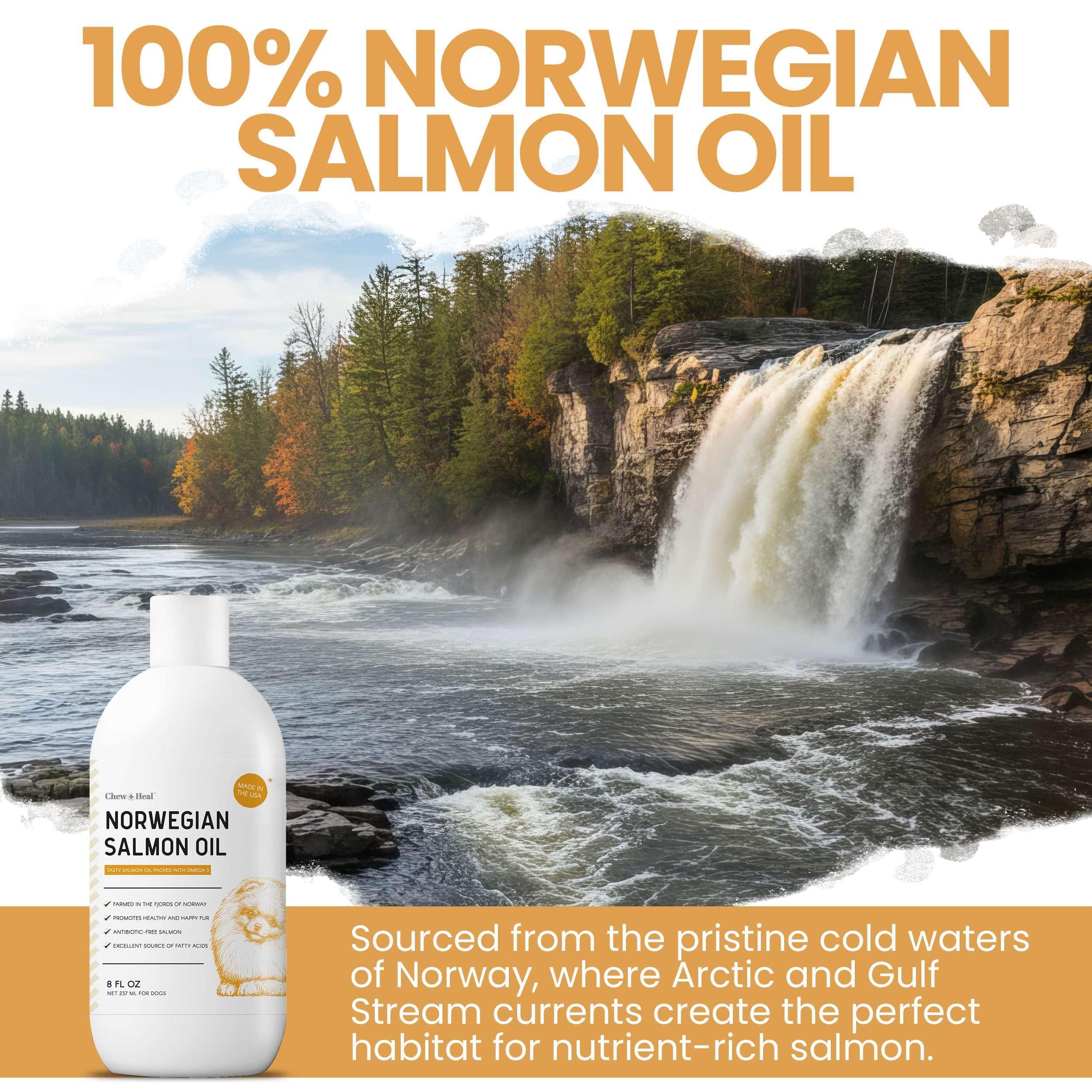 Salmon Oil for Dogs - Premium Fish Oil for Skin and Coat Health - Omega 3 Supplement - Supports Itchy Skin - 8 oz Liquid - Norwegian Dog Salmon Oil - Essential Dog Supplement