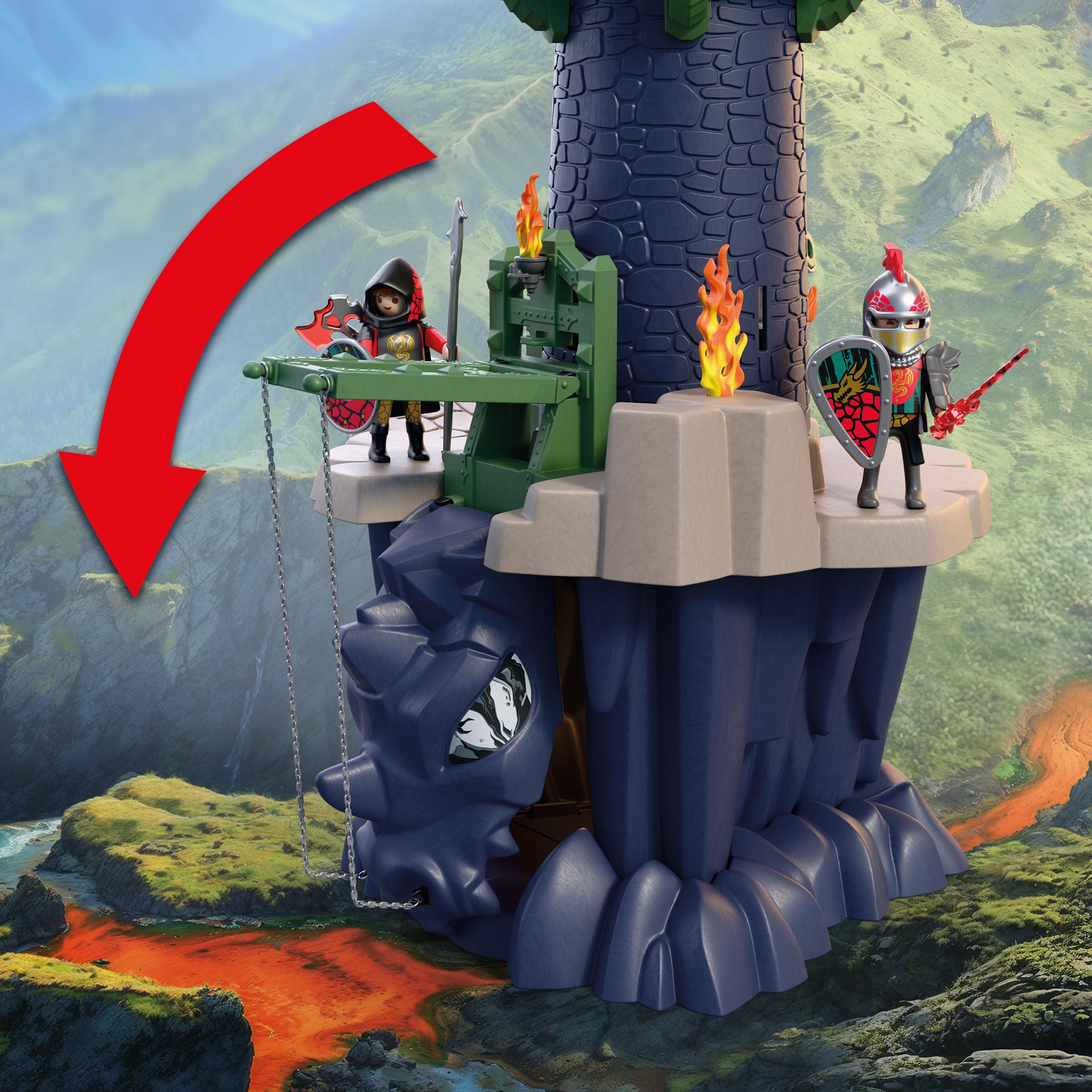 Playmobil | Knights | Dragon Knights Tower | Tower with Dragon, Drawbridge & Dragon’s Head Cave | Knights Castle Toy for Children Aged 4+ | 72113