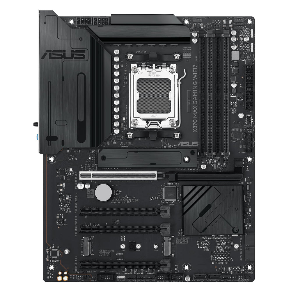 ASUS X870 MAX Gaming WIFI7 AMD AM5 ATX Motherboard, 12+2+1 80A DrMOS, DDR5, PCIe 5.0 x16 Q-Release, 3X M.2, Wi-Fi 7 Q-Antenna, 2.5Gb LAN, USB4® Type-C®, USB-C® 20Gbps, BIOS Flashback™, Aura Sync