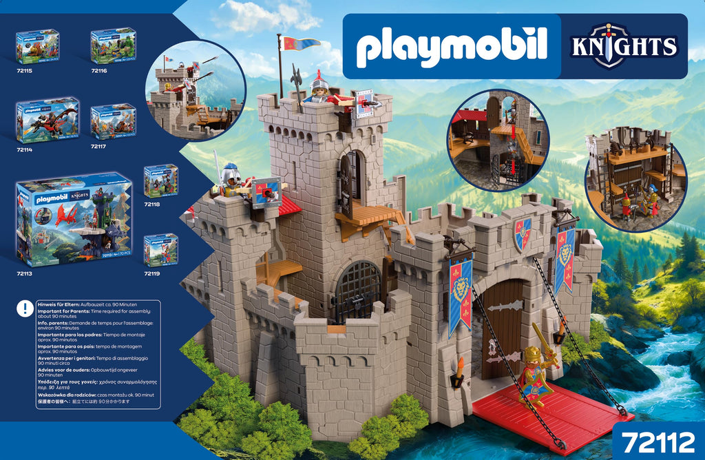 Playmobil | Knights | Large Lion Knights Castle | Castle with Drawbridge, Cannons & Trapdoor | Knights Castle Toy for Children Aged 4+ | 72112