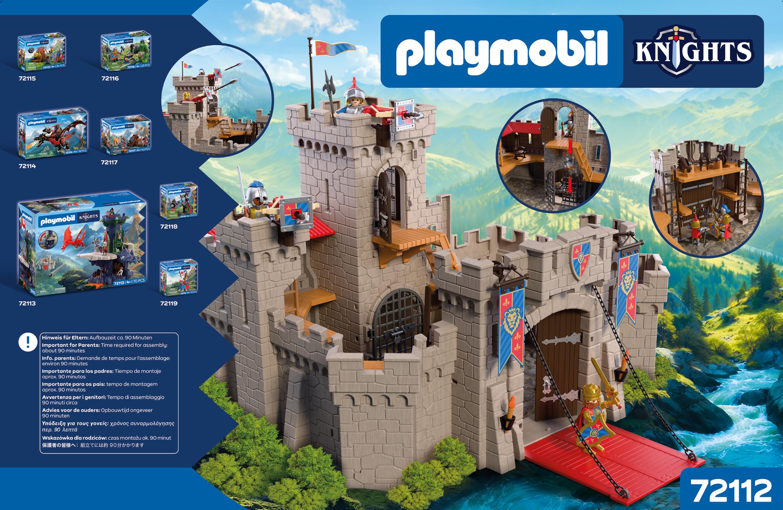 Playmobil | Knights | Large Lion Knights Castle | Castle with Drawbridge, Cannons & Trapdoor | Knights Castle Toy for Children Aged 4+ | 72112