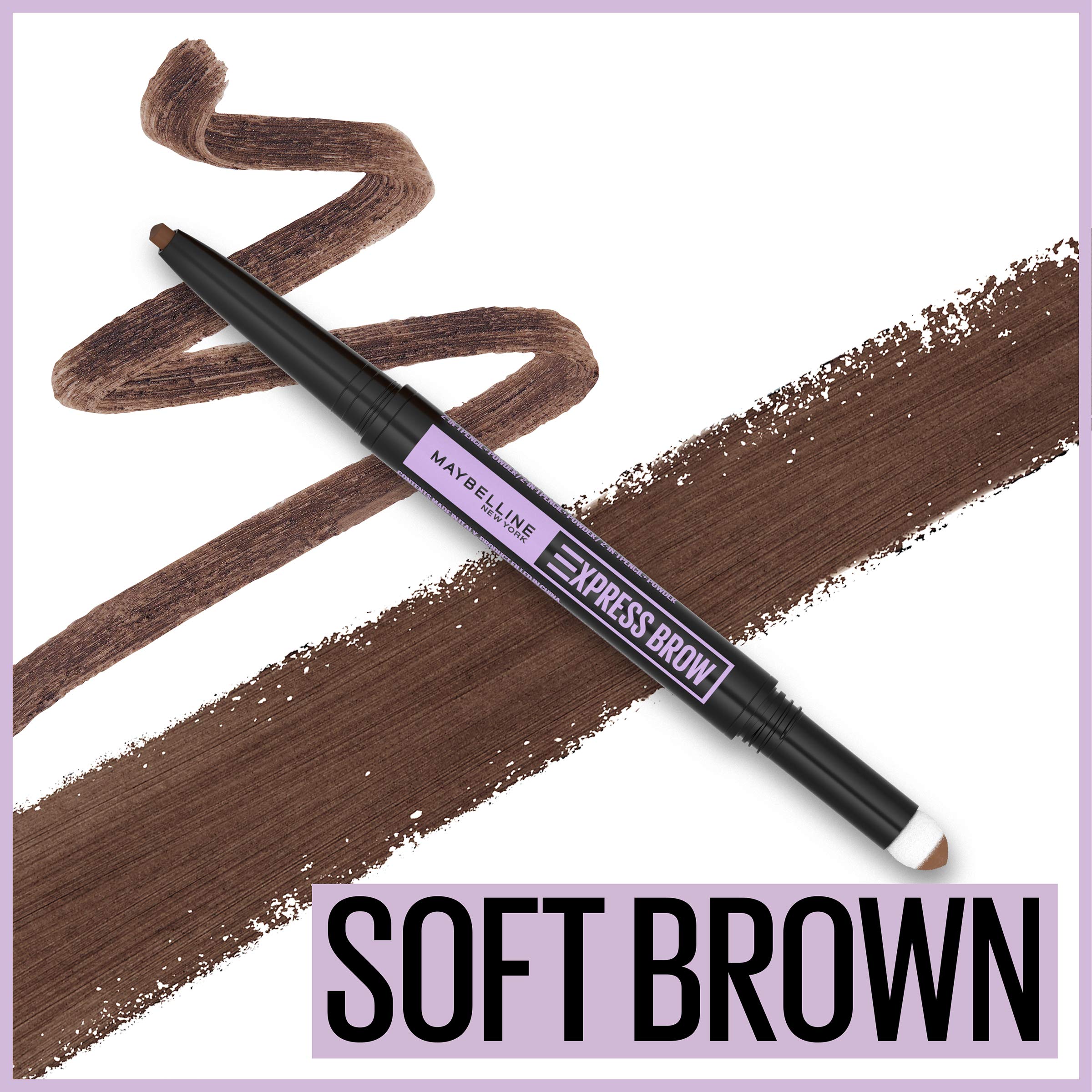 Maybelline New York Maybelline Express Brow 2-in-1 Pencil and Powder, Soft Brown, 0.02 Fl. Ounce, 255 Soft Brown, 0.02 fluid_ounces (Pack of 2)