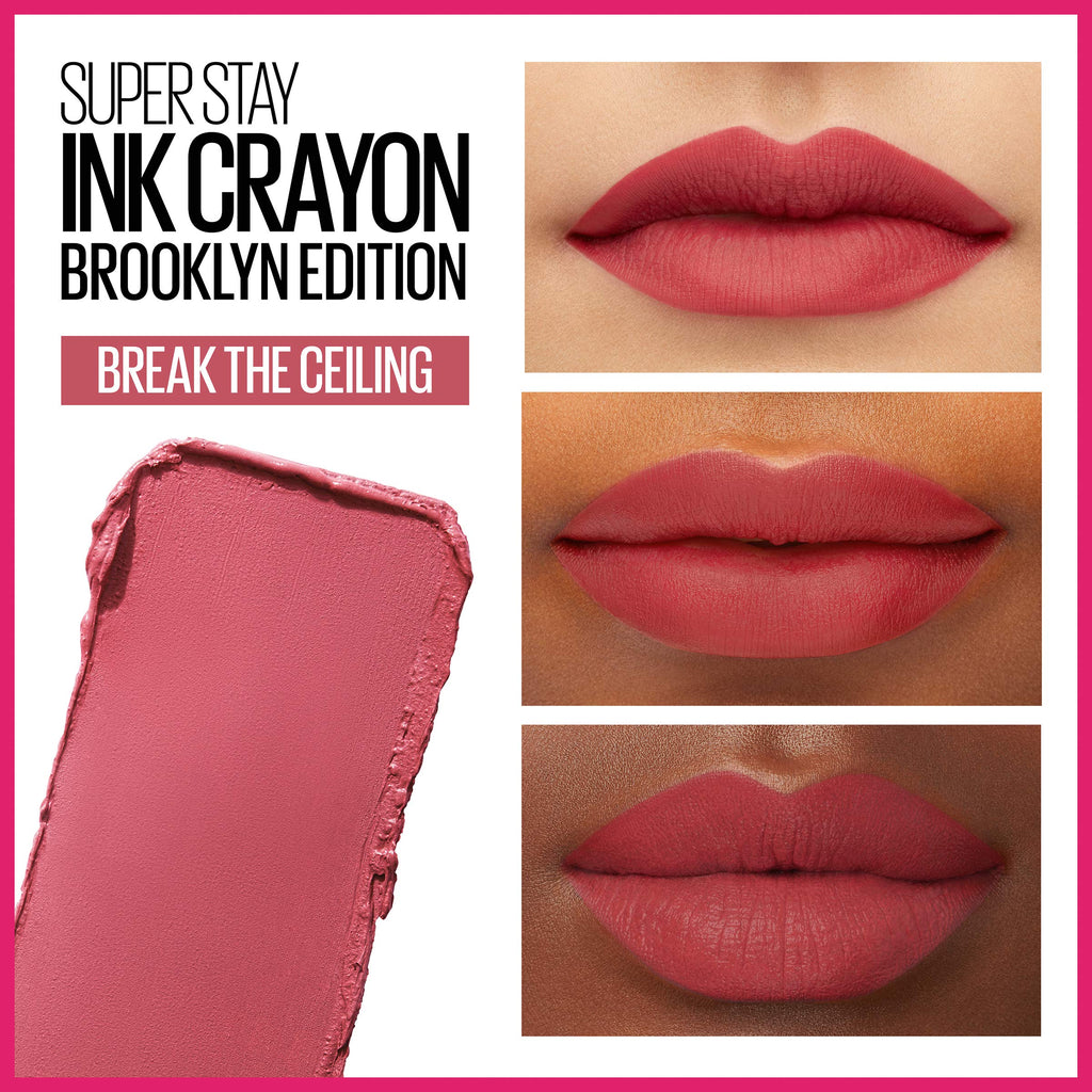 Maybelline New York Maybelline Super Stay Ink Crayon Matte Longwear Lipstick Makeup, Break The Ceiling, 0.04 Ounce ., 145 Break The Ceiling, 0.04 ounces (Pack of 2)