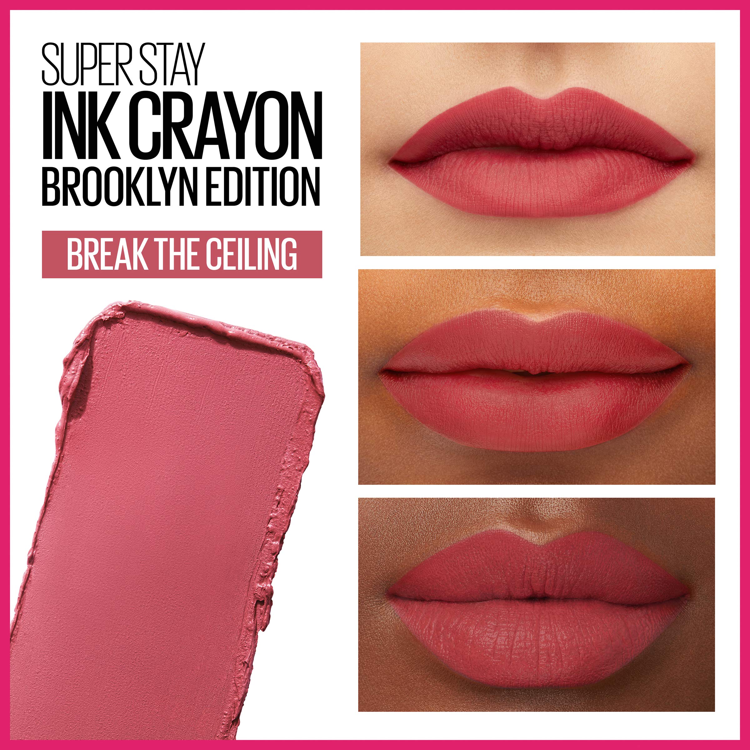 Maybelline New York Maybelline Super Stay Ink Crayon Matte Longwear Lipstick Makeup, Break The Ceiling, 0.04 Ounce ., 145 Break The Ceiling, 0.04 ounces (Pack of 2)