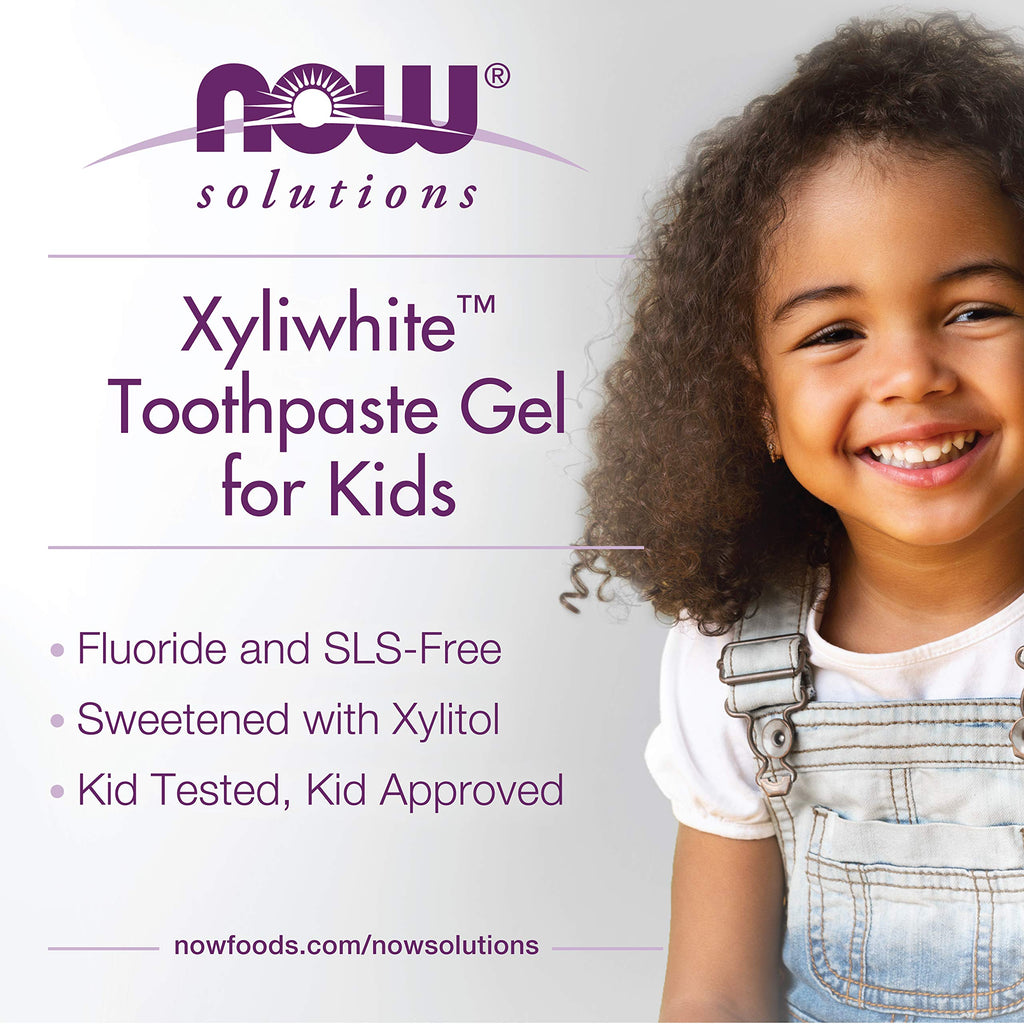 NOW Foods Solutions, Xyliwhite™ Toothpaste Gel for Kids, Bubblegum Splash Flavor, Kid Approved! 3-Ounce, packaging may vary
