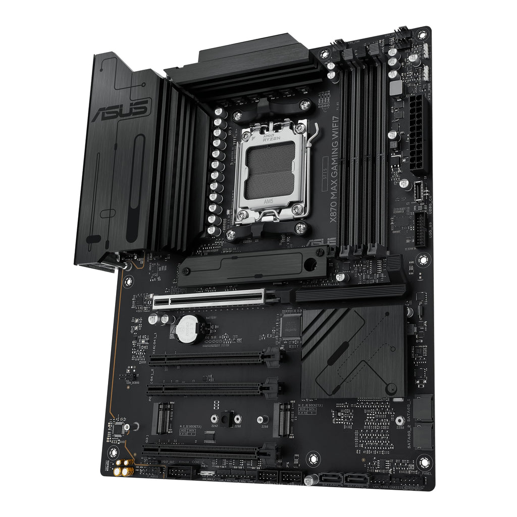ASUS X870 MAX Gaming WIFI7 AMD AM5 ATX Motherboard, 12+2+1 80A DrMOS, DDR5, PCIe 5.0 x16 Q-Release, 3X M.2, Wi-Fi 7 Q-Antenna, 2.5Gb LAN, USB4® Type-C®, USB-C® 20Gbps, BIOS Flashback™, Aura Sync