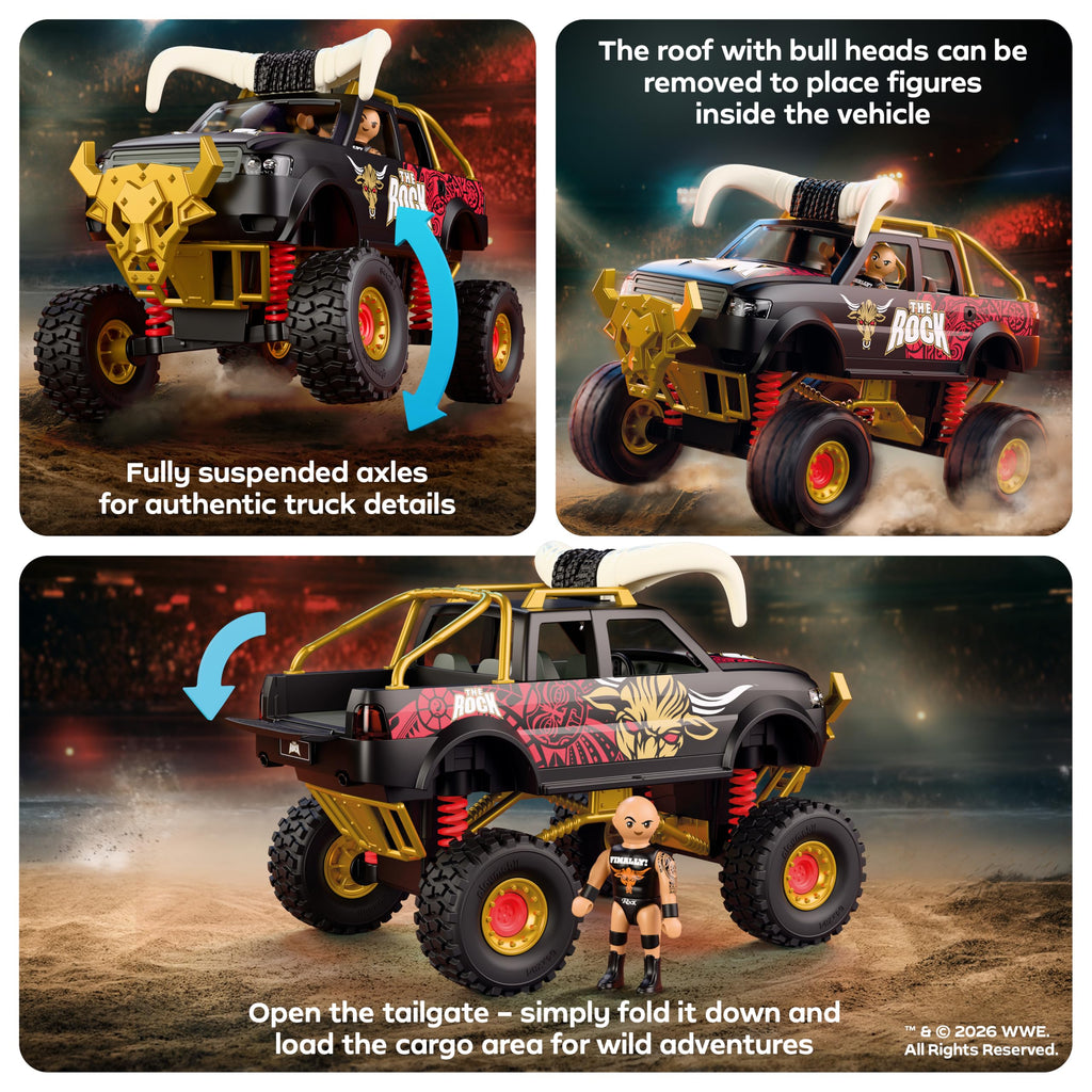 Playmobil | WWE | WWE The Rock Monster Truck | Monster Truck with Suspension, Horns & The Rock Figure | for Fans Aged 5+ | 71955