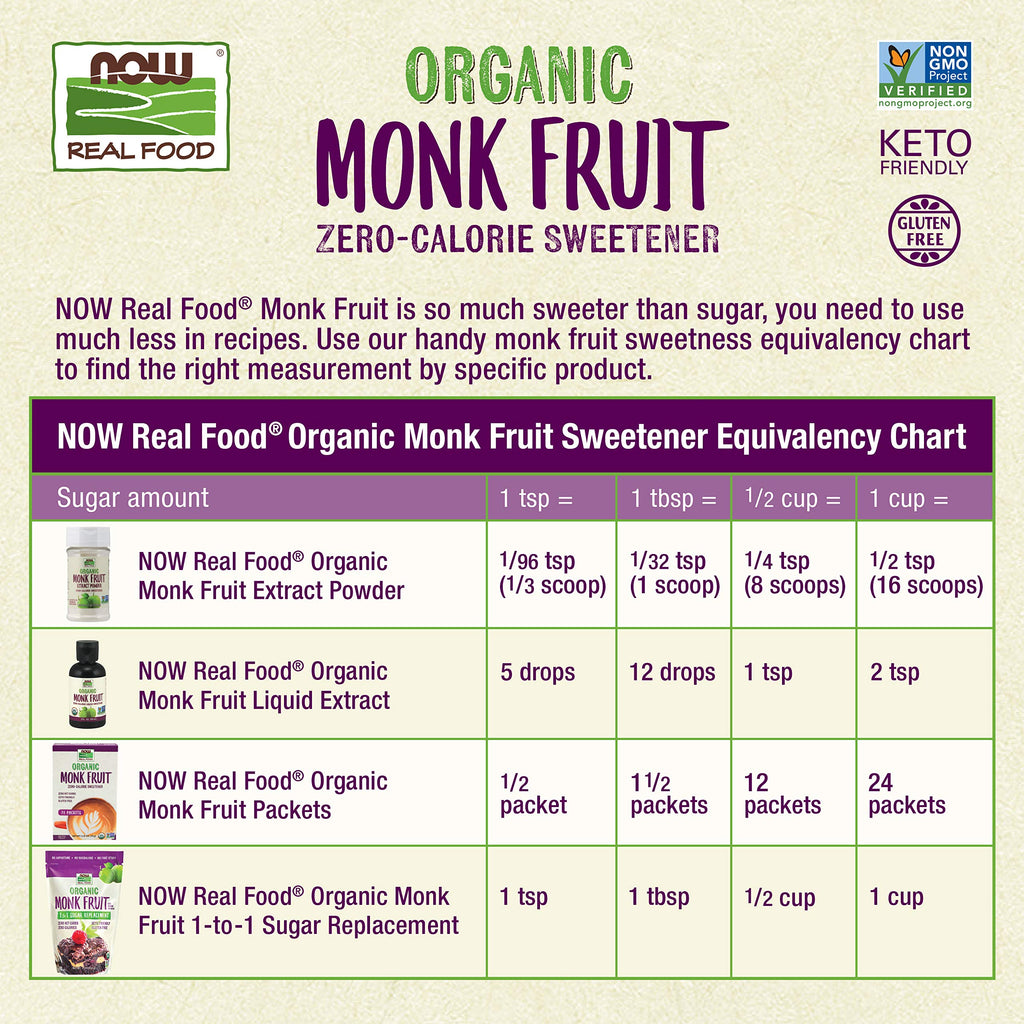 NOW Foods, Certified Organic Monk Fruit Extract Powder, w/ Scoop, 0.7 oz