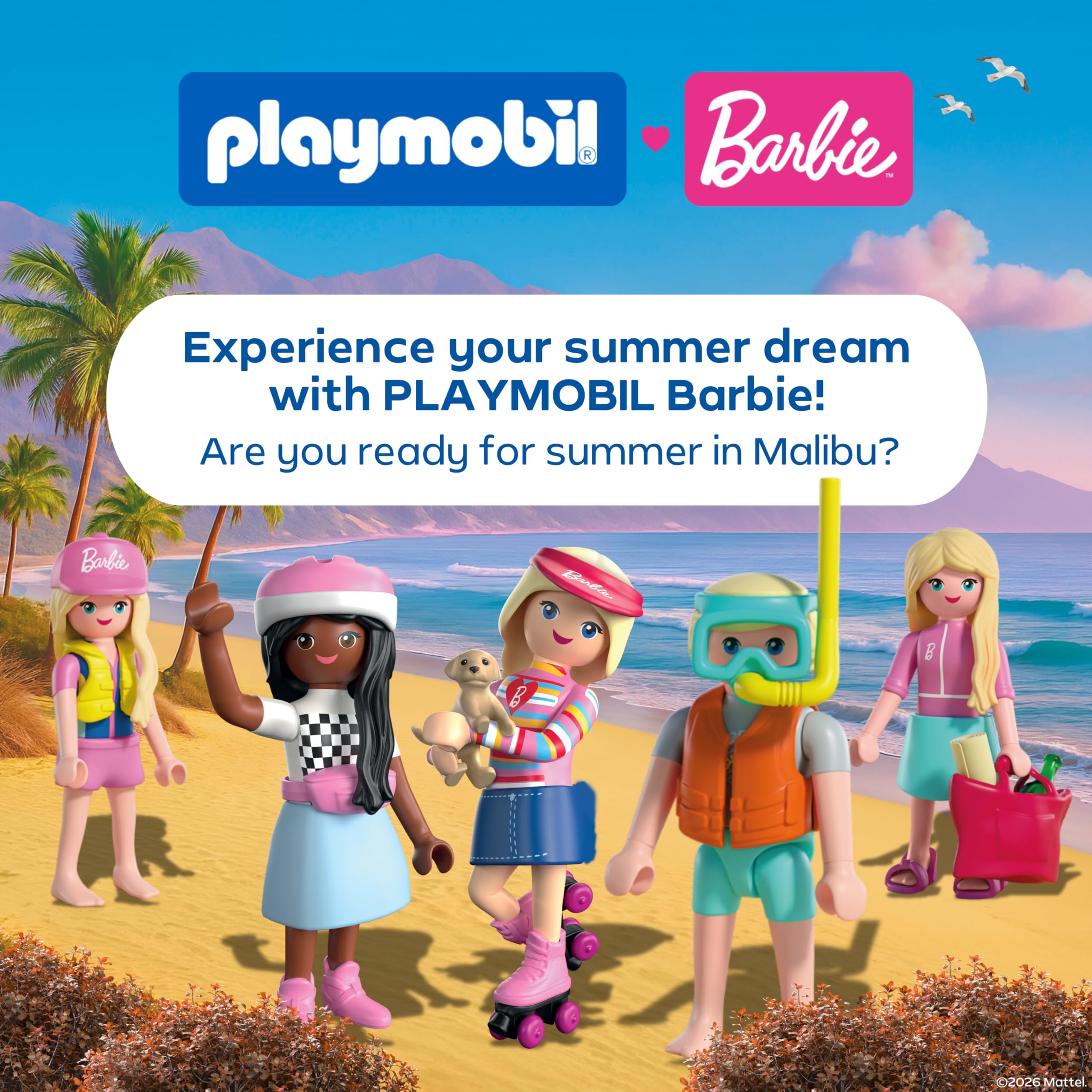 Playmobil | Barbie x Barbie Convertible | Convertible Car with Trailer & Jet Ski | Vehicle & Water Fun | Creative Playset for Children Aged 4+ | 72123