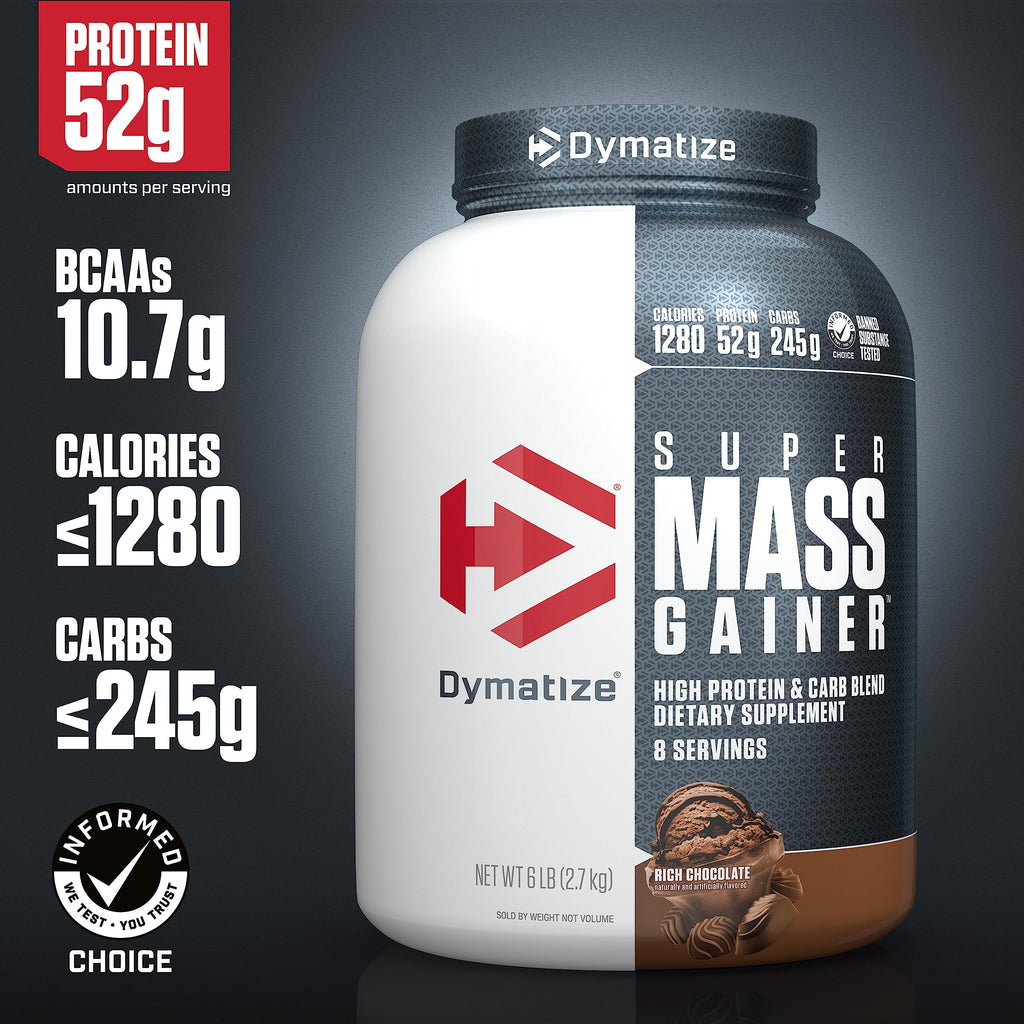 Dymatize Super Mass Gainer Protein Powder 52g Protein 1280 Calories 6 Pound Gourmet Vanilla & Rich Chocolate (Pack of 2)