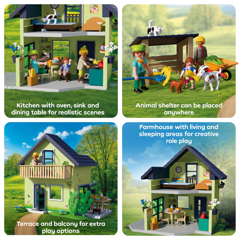 Playmobil | Country | Farmhouse | Residential Farmhouse with Balcony, Kitchen, Beds, Animals & Extensive Accessories | for Children Aged 4+ | 72162