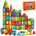 Gemmicc Magnetic Tiles, Deluxe 136 PCS Building Blocks Magnet Toys for Kids,3D Magnet Puzzles Stacking Blocks for Boys Girls,Huge Set with 2 Cars