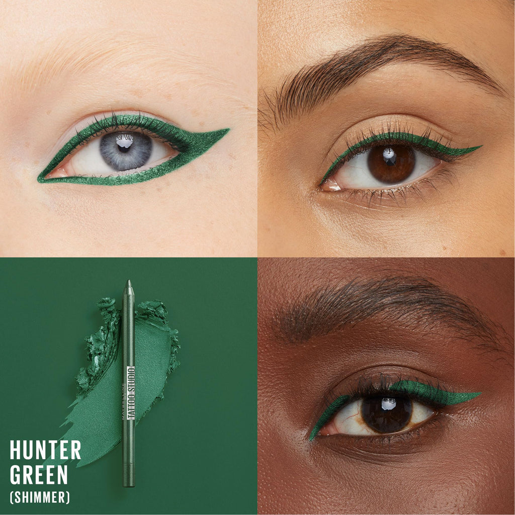Maybelline Tattoo Studio Sharpenable Gel Pencil Waterproof Eyeliner, Long-Lasting Eyeliner With Smooth Gel Pigments For Up To 36HR Wear, Hunter Green, 1 Count