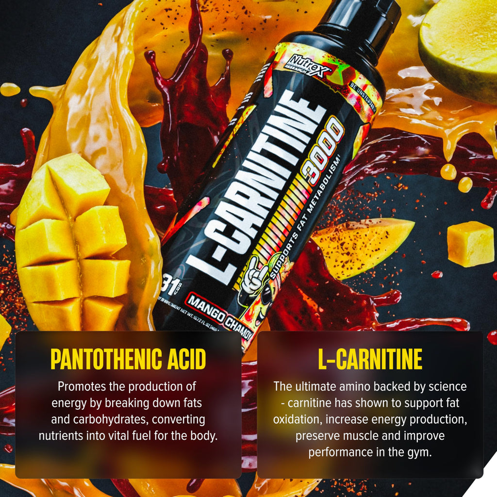Nutrex Research Liquid Carnitine 3000 | Premium Liquid Carnitine, Stimulant Free, Fat Loss Support 16 Fl Oz (Mango Chamoy, 16 Fl Oz (Pack of 1)