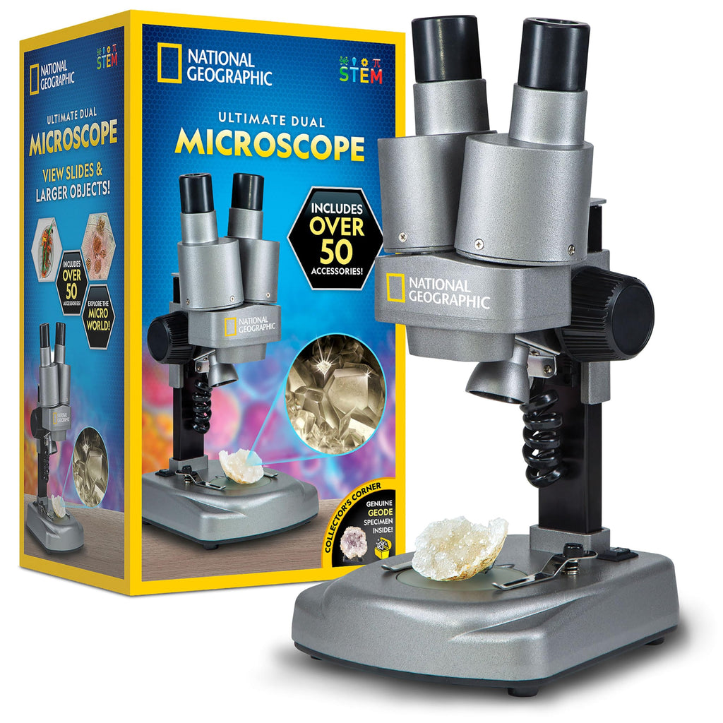 National Geographic Dual LED Microscope Science Kit for Kids Ages 8-12