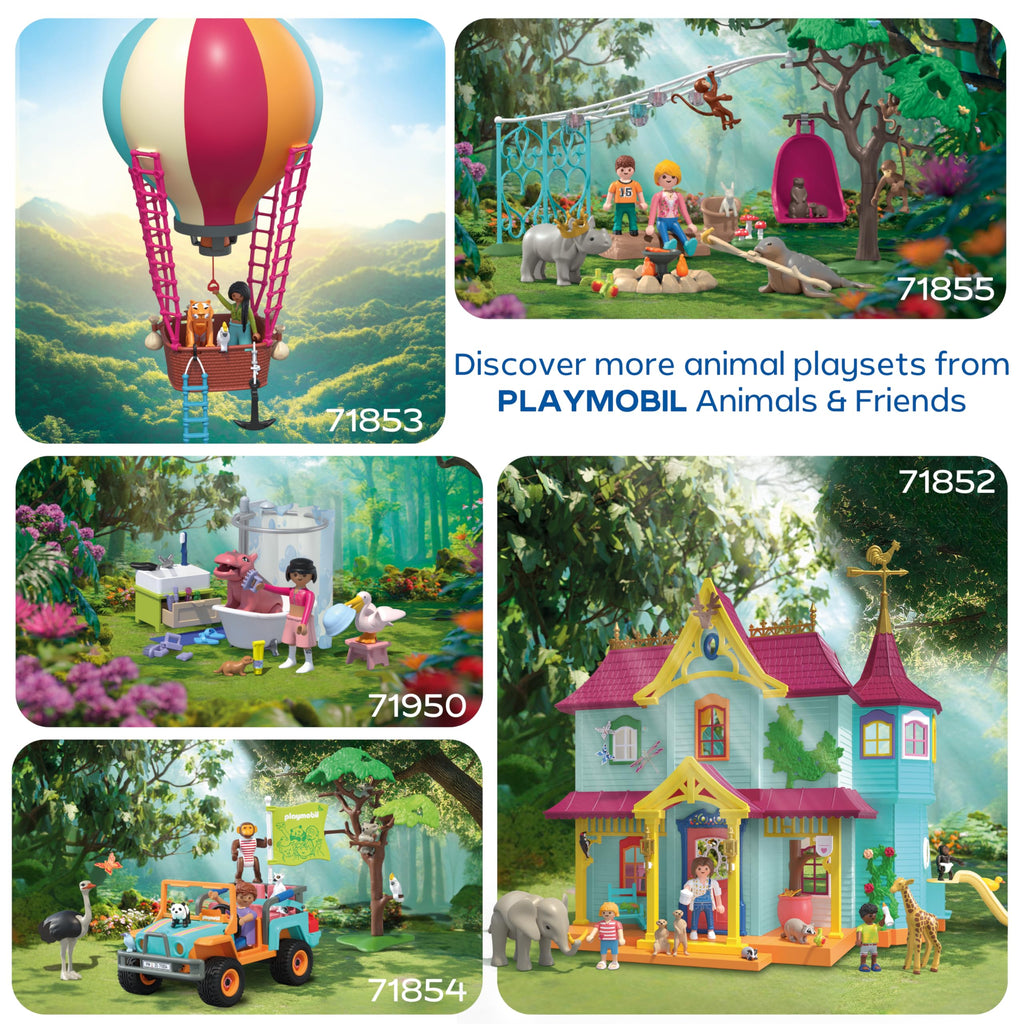 Playmobil | Animal and Friends | Elephant with Animal Keeper | Zoo Toy Set with 4 Animals and Enclosure Accessories | for Children Aged 4 and up | 72068