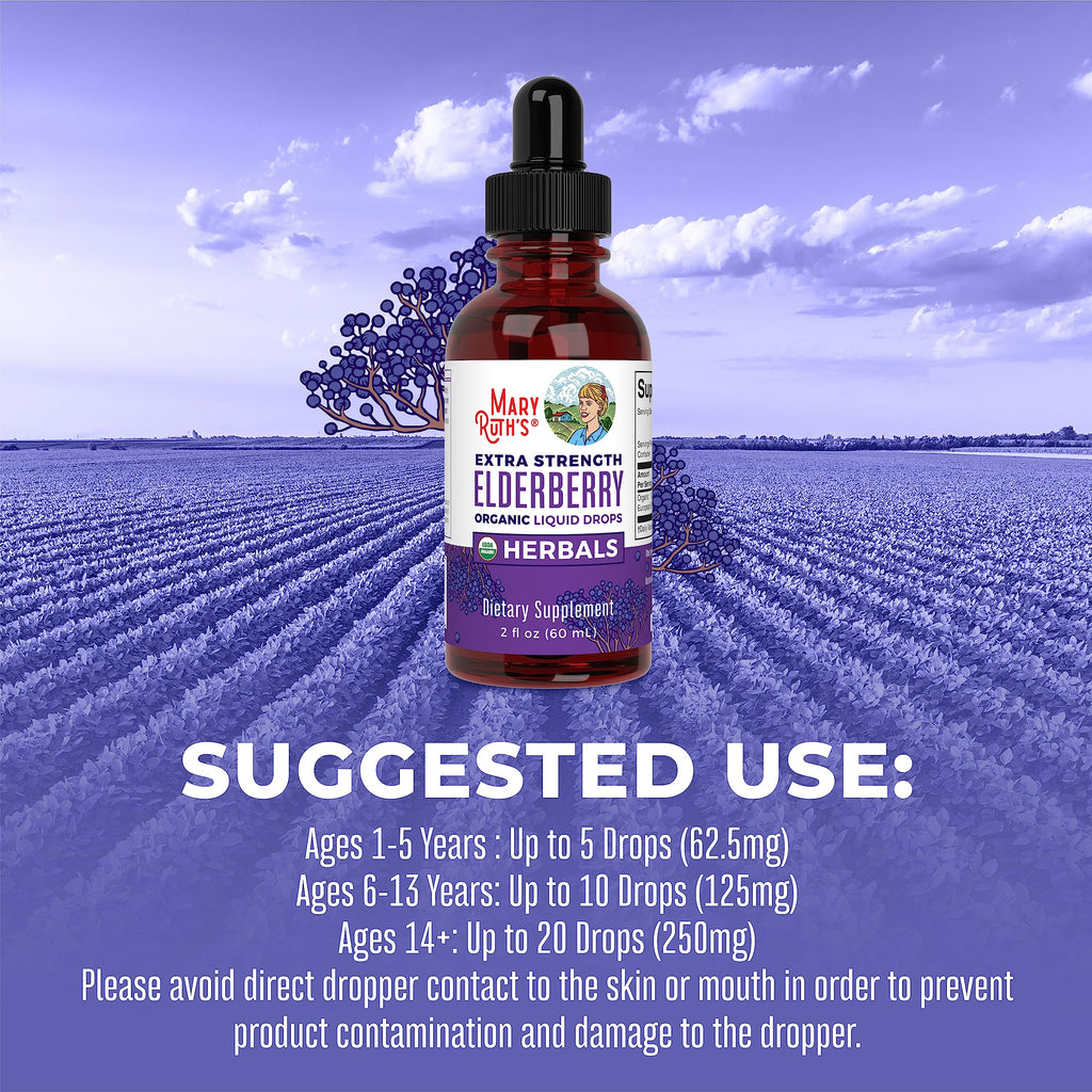 MARYRUTH'S Organic Extra Strength Elderberry Liquid Drops, Immune Support