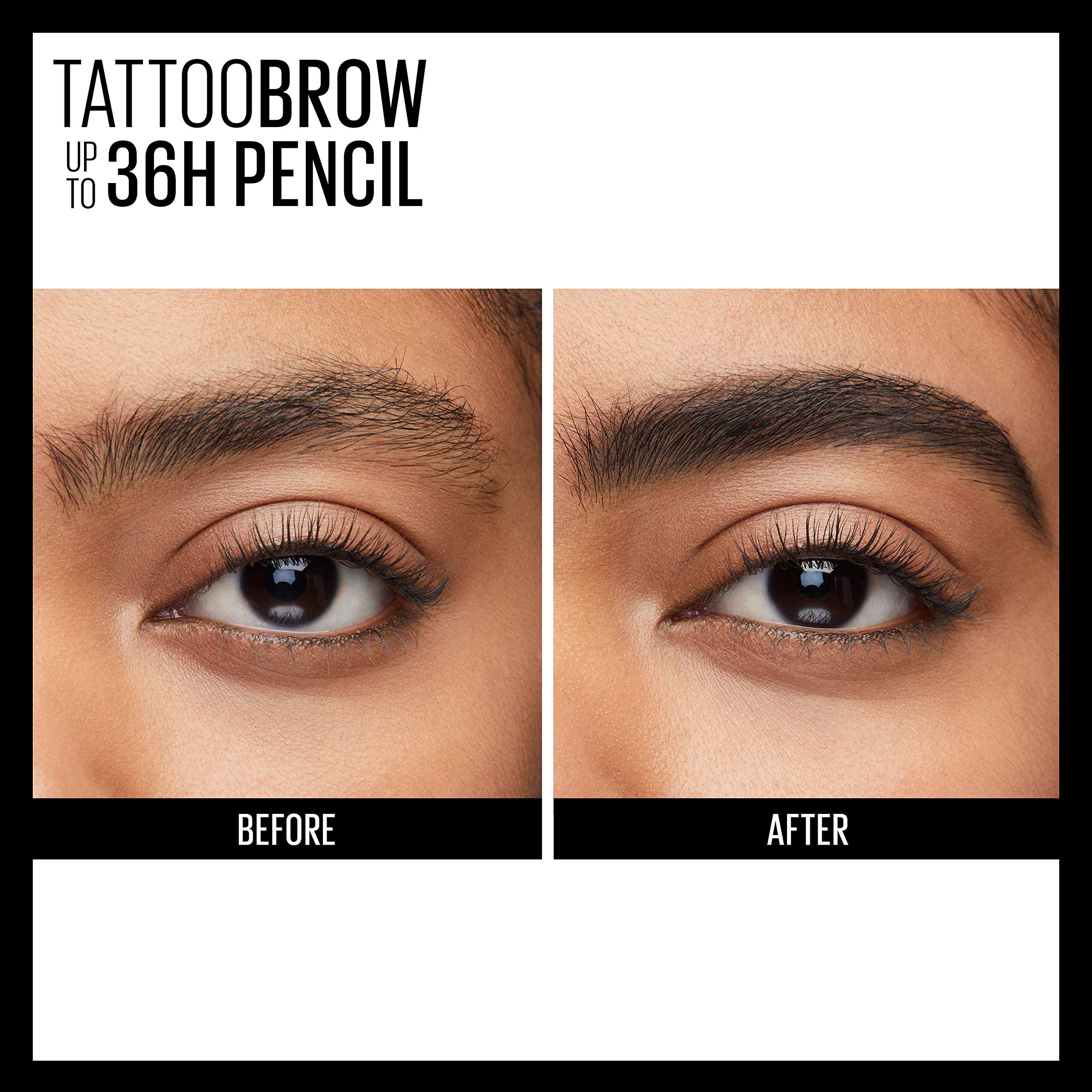 Maybelline TattooStudio Waterproof Eyebrow Pencil, Sharpenable, Longwear, Long Lasting, Pigmented Eyebrow Pencil for Defined Brows, Black Brown, 1 Count