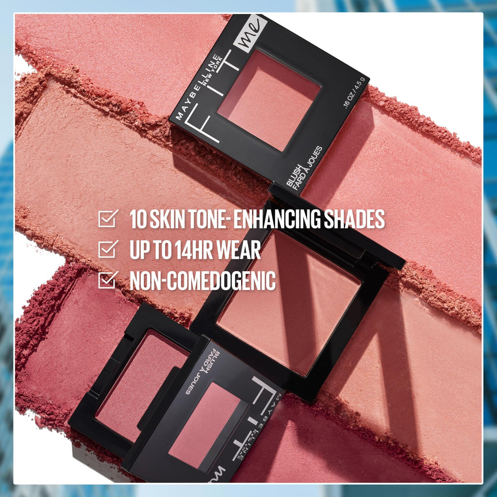 Maybelline Fit Me Blush, Lightweight, Smooth, Blendable, Long-lasting All-Day Face Enhancing Makeup Color, Pink, 1 Count