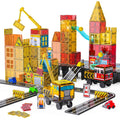 Magnetic Tiles for Kids Ages 4-8 Construction Toys with Crane Marble Run