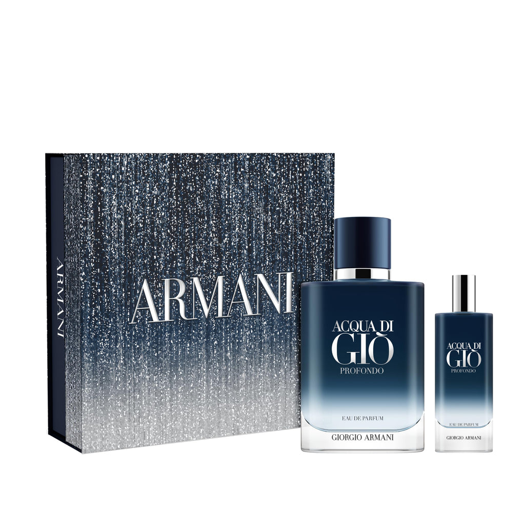 Armani Beauty– Acqua di Giò Profondo Eau de Parfum – 2-Piece Cologne Set for Men ($199 Value) – Full Size (3.4 Fl Oz) & Travel Size (0.5 Fl Oz)