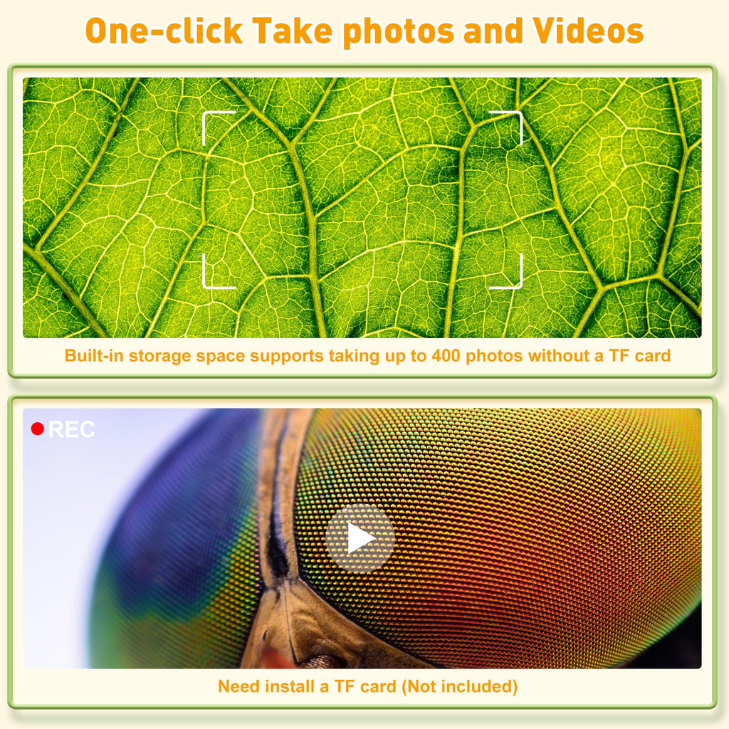 4K 1000X Digital Microscope for Kids with 2.0" IPS Screen(Yellow)