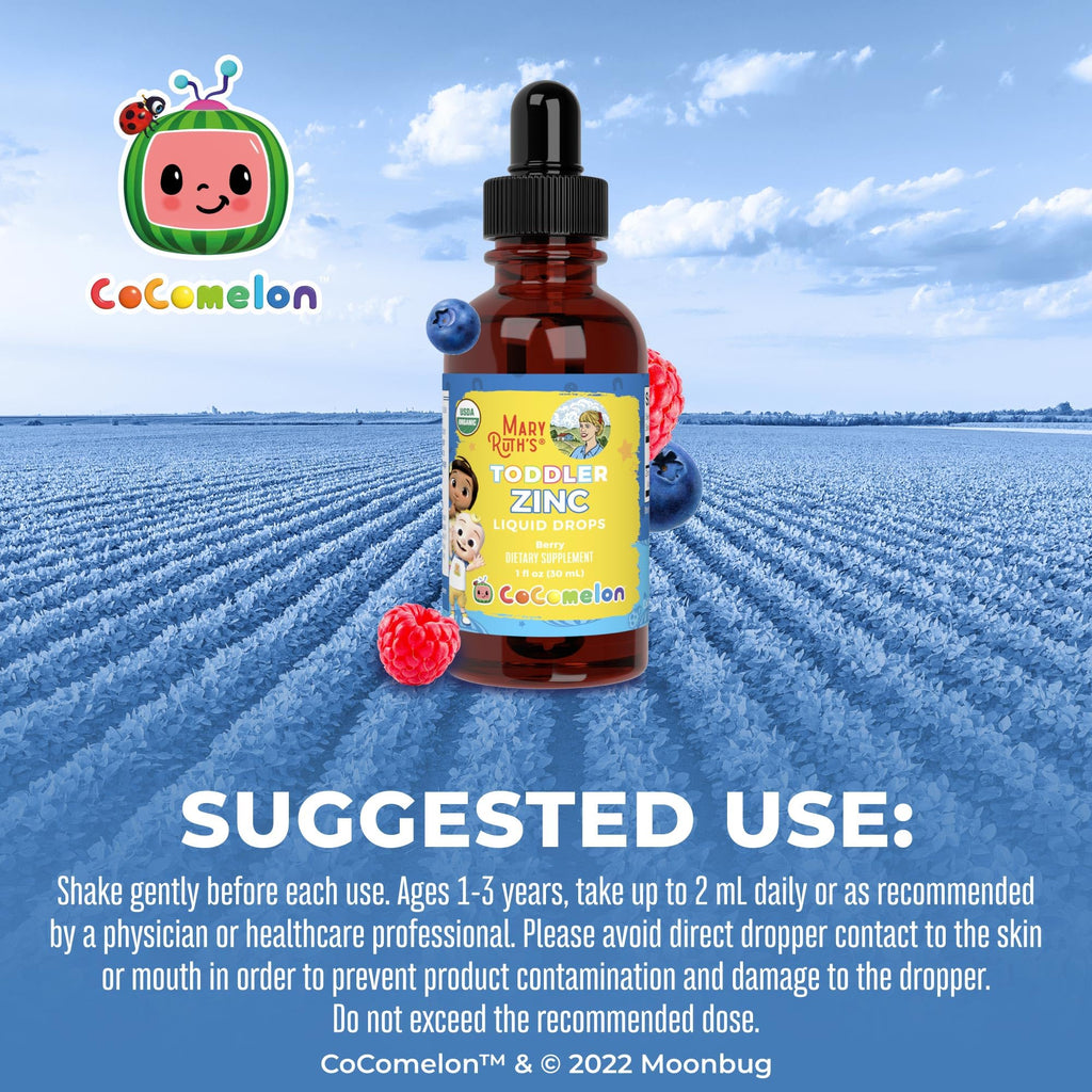 MaryRuth's Cocomelon Toddler Liquid Zinc, Sugar Free, Vegan, 1 Fl Oz
