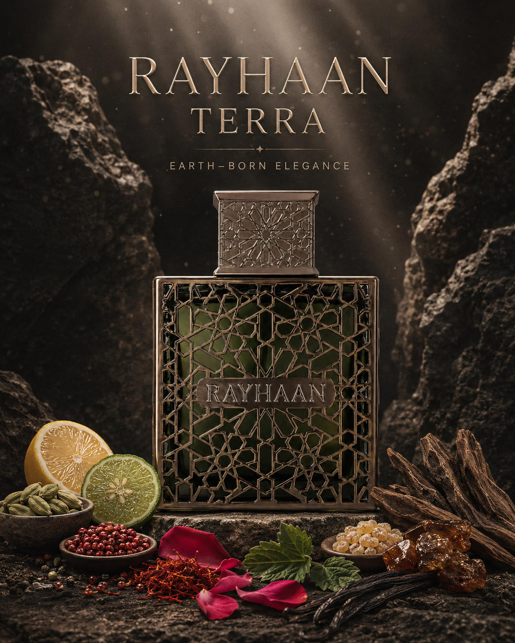 Rayhaan Terra – Spicy, Woody, Amber, Oriental – Eau de Parfum Spray Long-Lasting Fragrance for Unisex, 3.4 Ounce / 100 ml