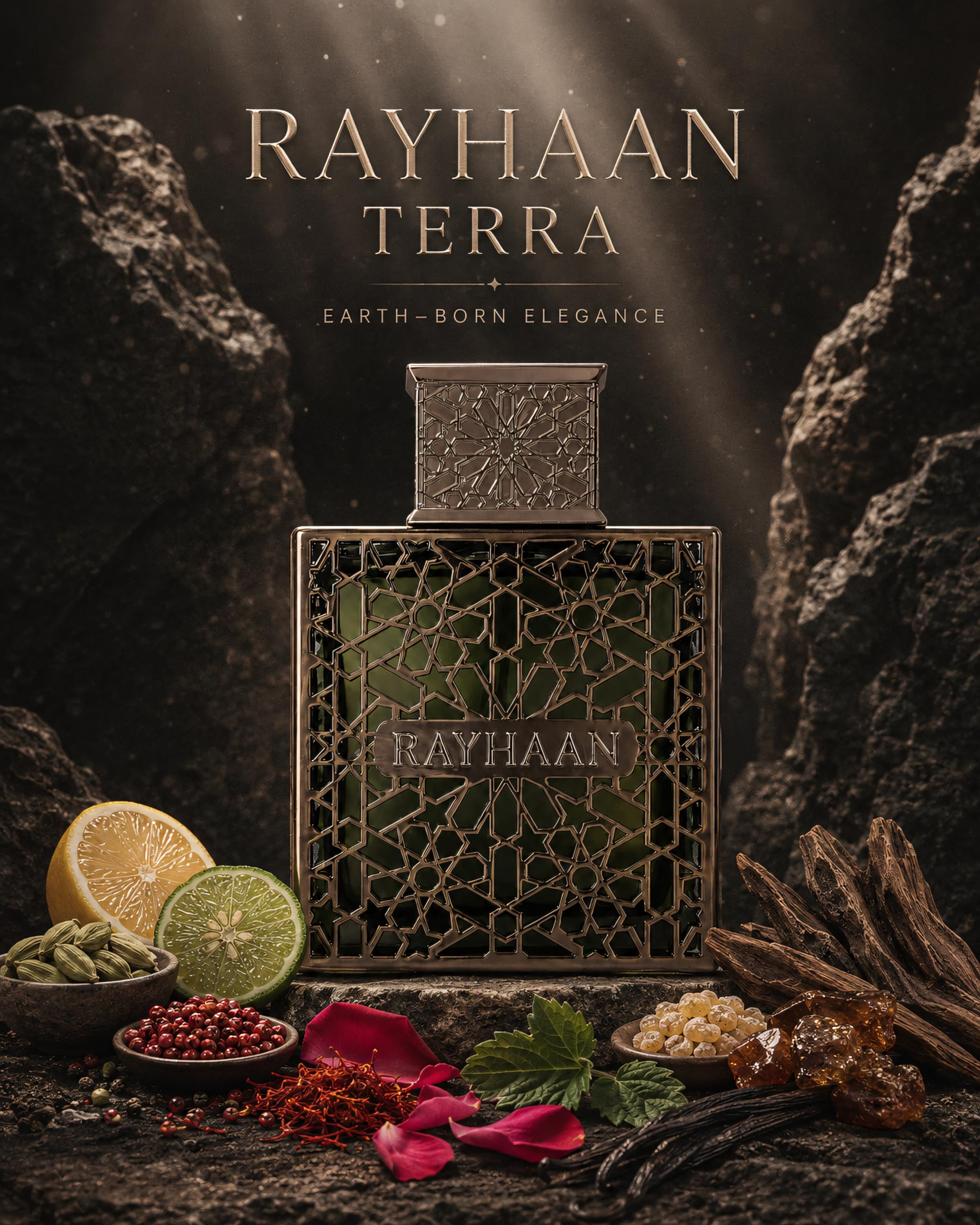 Rayhaan Terra – Spicy, Woody, Amber, Oriental – Eau de Parfum Spray Long-Lasting Fragrance for Unisex, 3.4 Ounce / 100 ml