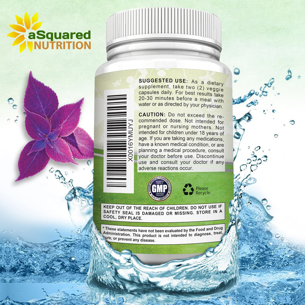 aSquared Nutrition Forskolin 500mg Per Serving Max Strength-180 Capsules, Supplement for Pure Weight Loss Fuel, Coleus Forskohlii Root - Forskolin Diet Pills, Belly Buster Fat Burner 2X Slim Trim Lose