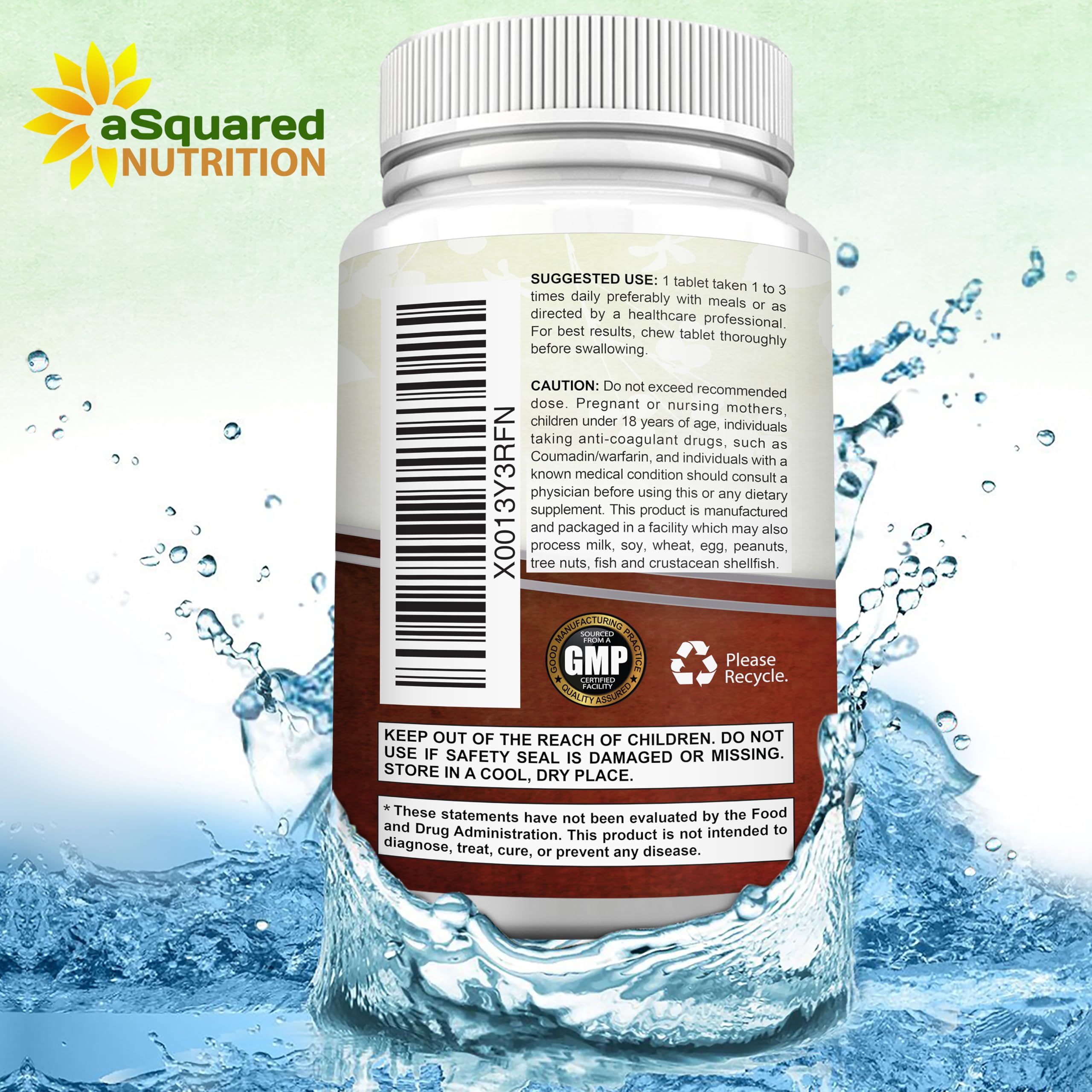 aSquared Nutrition Vitamin D3 with K2 Supplement-180 Chewable Tablets, Max Strength D-3 Cholecalciferol & K-2 MK7 to Support Healthy Bones, Teeth, Heart -Antioxidant D3 & K2 MK-7 Energy Formula Adults