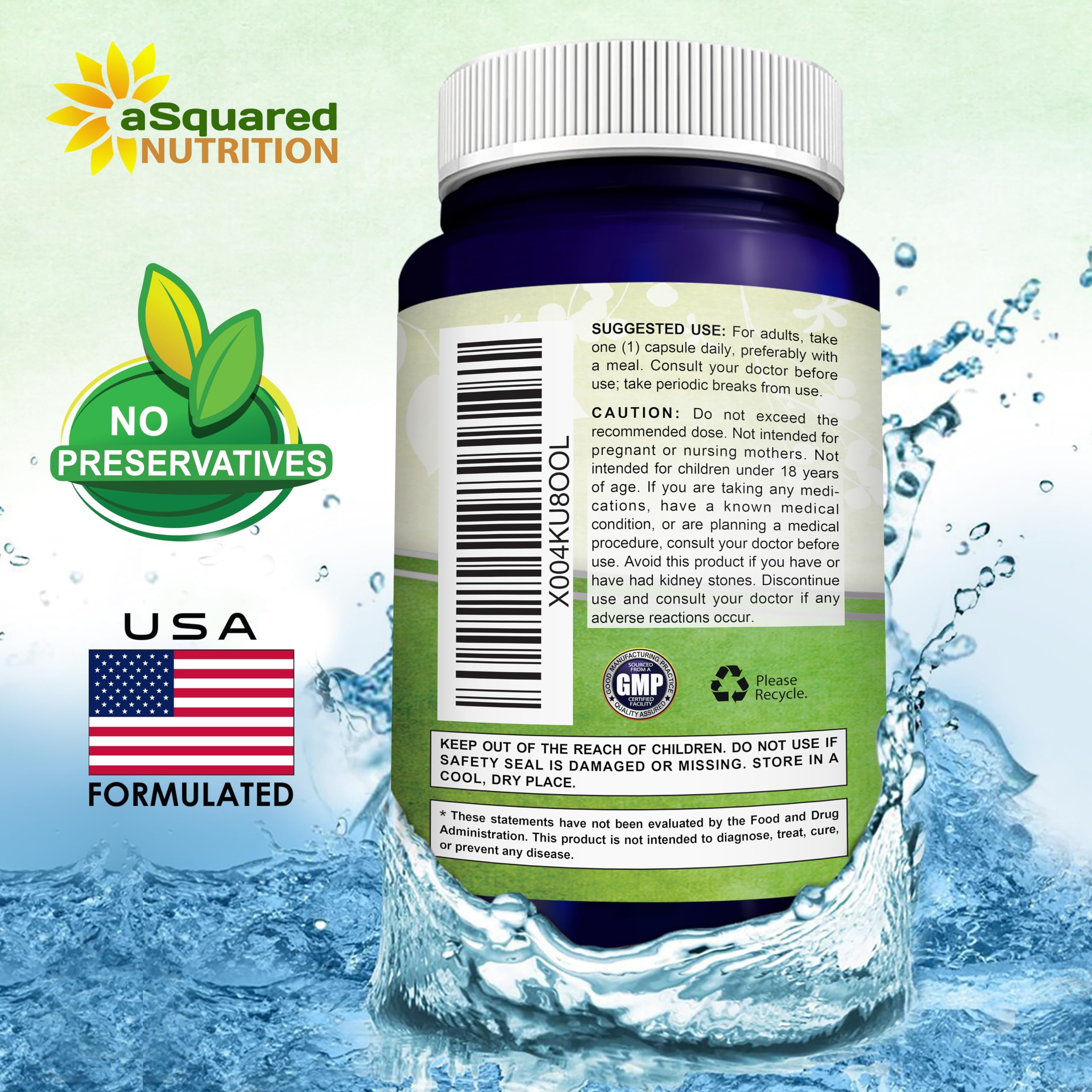 aSquared Nutrition Quercetin 500mg Supplement - 60 Capsules - Quercitin Dihydrate Powder Complex Pills to Support Immune Response & Cardiovascular Health - Pure & Max Strength