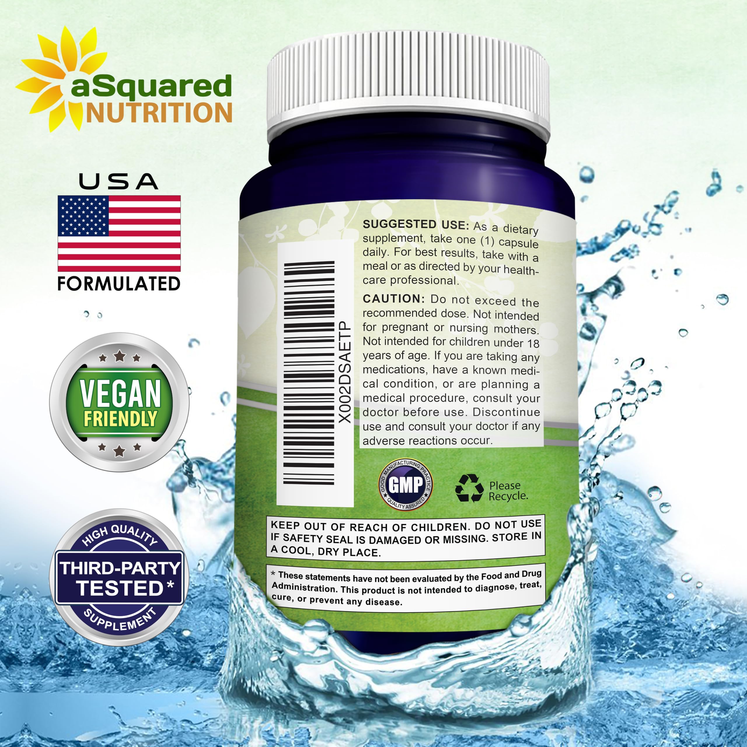 aSquared Nutrition Nicotinamide with Resveratrol - 120 Veggie Capsules - Vitamin B3 500mg (Niacinamide Flush Free) - Supplement Pills to Support NAD, Skin Cell Health & Energy