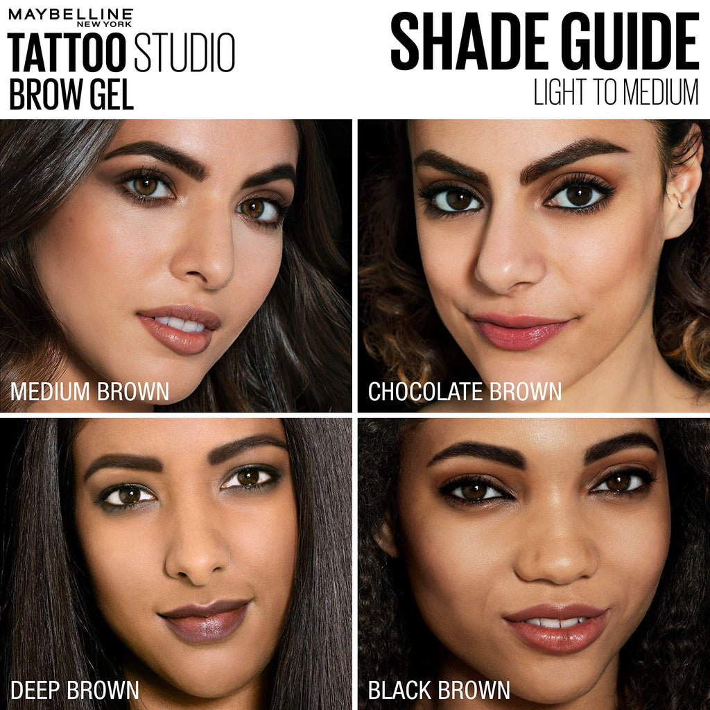 Maybelline TattooStudio Waterproof Eyebrow Gel Makeup, Soft Brown, 1 Count